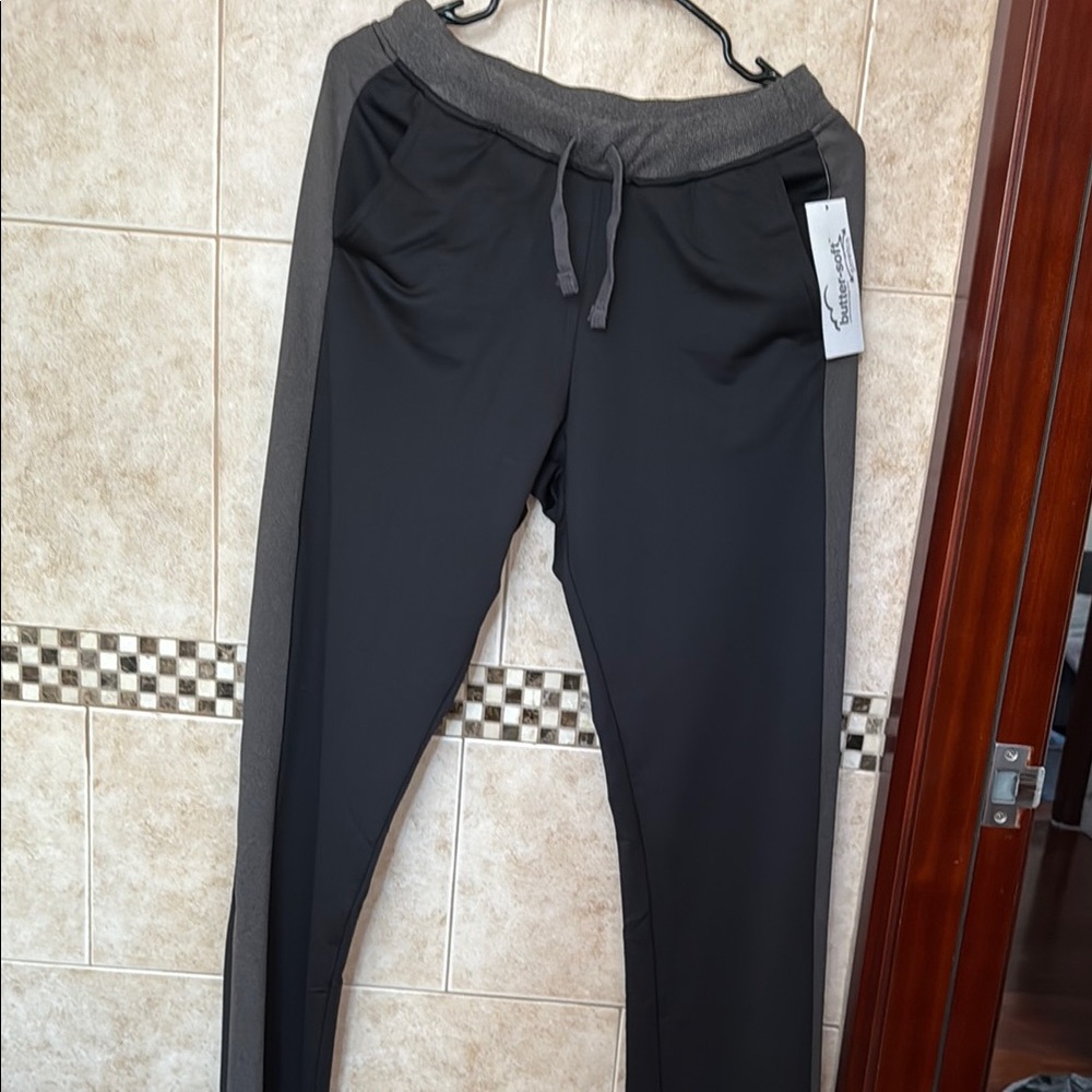 Butter Black and Gray Sweatpants with Tapered Leg